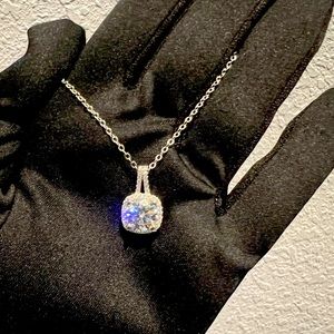 New Moissanite 10H10A Pendant Necklace 2CT,18K White Gold Plated Sterling Silver
